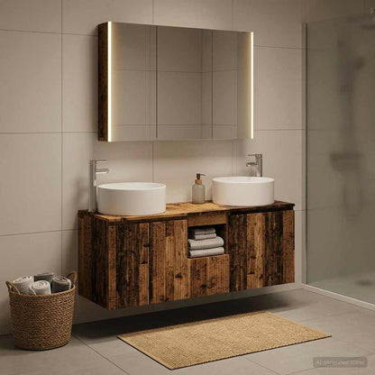 Set di Armadi da Bagno 4 pz Legno antico Legno ingegnerizzato | homemem39