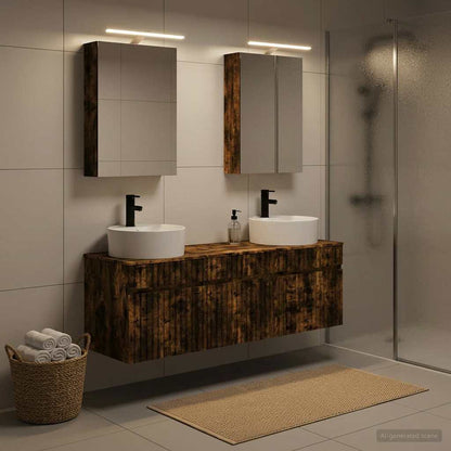 Set di Armadi da Bagno 5 pz Rovere Fumo Legno ingegnerizzato | homemem39