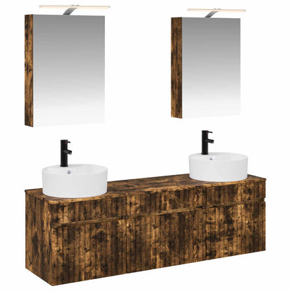 Set di Armadi da Bagno 5 pz Rovere Fumo Legno ingegnerizzato | homemem39