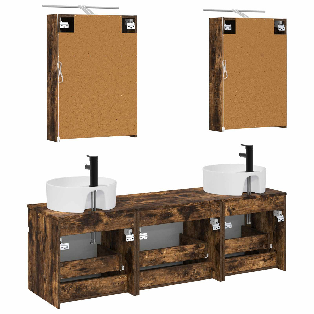 Set di Armadi da Bagno 5 pz Rovere Fumo Legno ingegnerizzato | homemem39