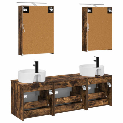 Set di Armadi da Bagno 5 pz Rovere Fumo Legno ingegnerizzato | homemem39