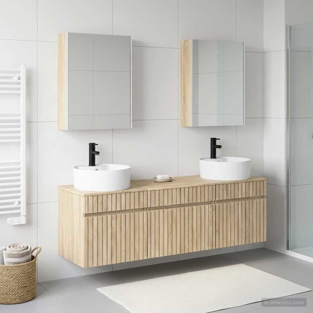 Set di Armadi da Bagno 5 pz Rovere Sonoma Legno ingegnerizzato | homemem39