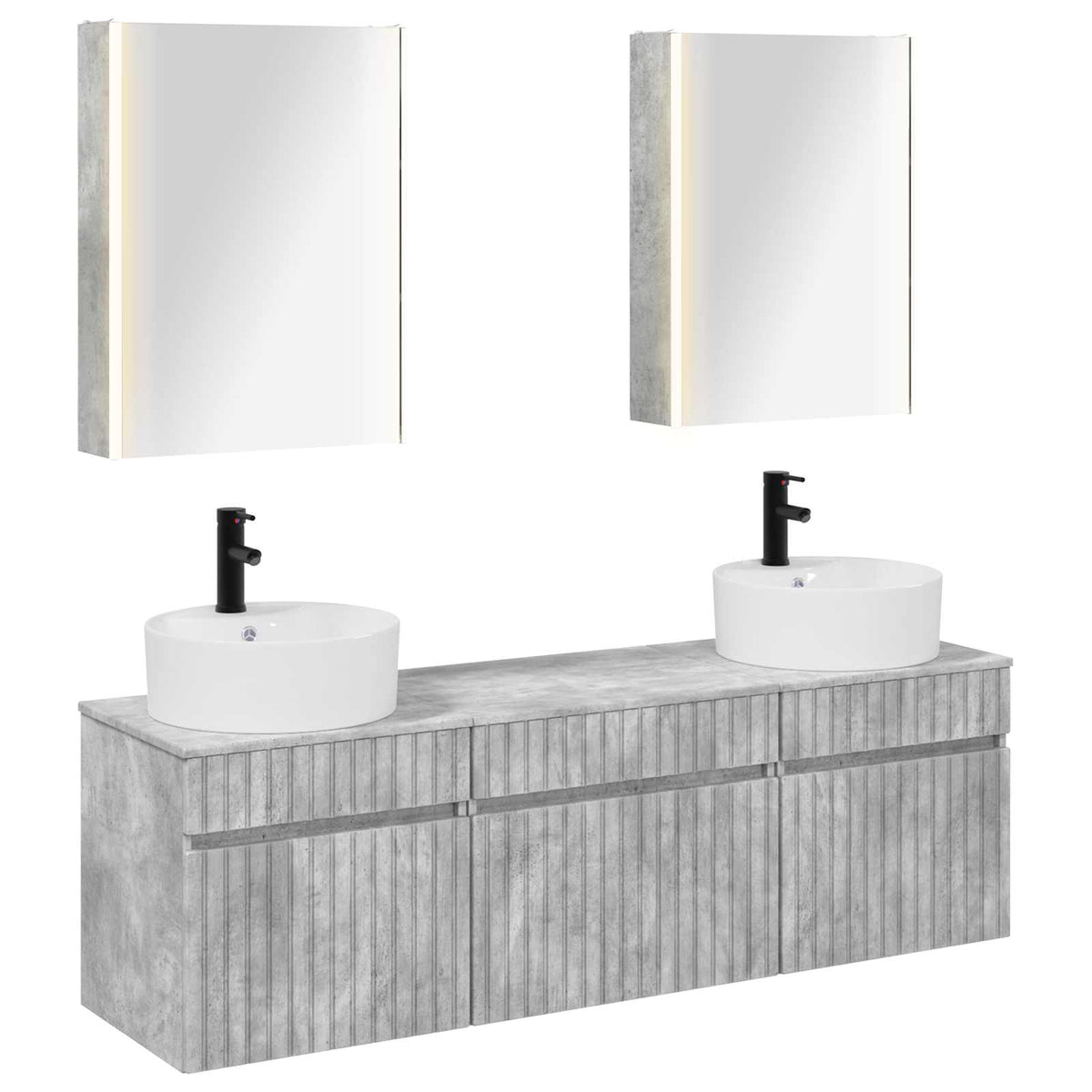 Set di Armadi da Bagno 5 pz Grigio Cemento Legno ingegnerizzato | homemem39