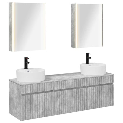 Set di Armadi da Bagno 5 pz Grigio Cemento Legno ingegnerizzato | homemem39