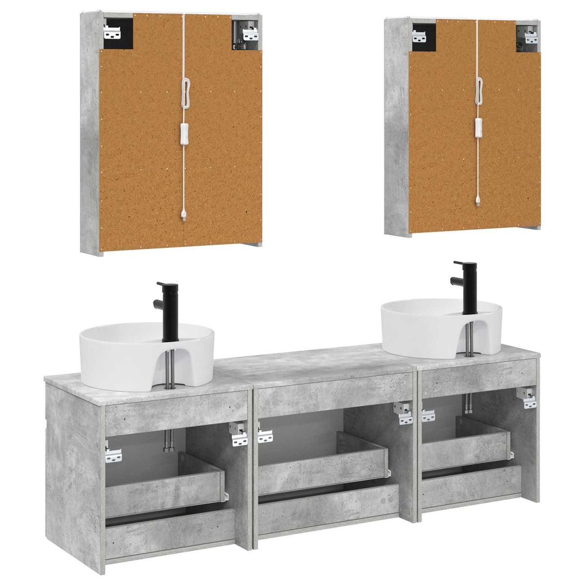 Set di Armadi da Bagno 5 pz Grigio Cemento Legno ingegnerizzato | homemem39