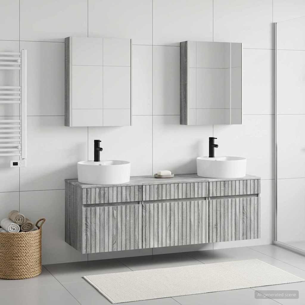 Set di Armadi da Bagno 5 pz Sonoma grigio Legno ingegnerizzato