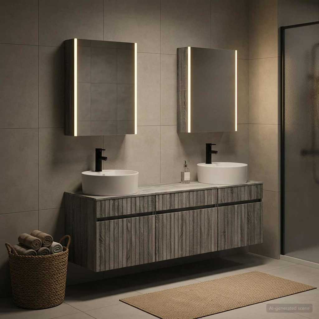 Set di Armadi da Bagno 5 pz Sonoma grigio Legno ingegnerizzato