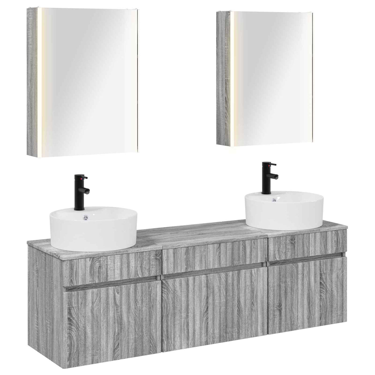 Set di Armadi da Bagno 5 pz Sonoma grigio Legno ingegnerizzato