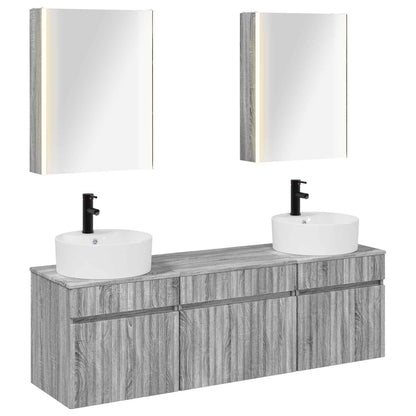 Set di Armadi da Bagno 5 pz Sonoma grigio Legno ingegnerizzato