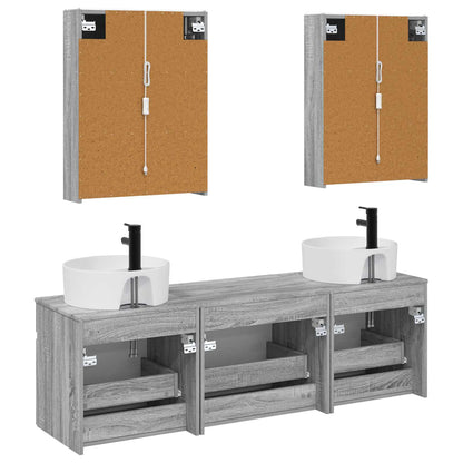 Set di Armadi da Bagno 5 pz Sonoma grigio Legno ingegnerizzato