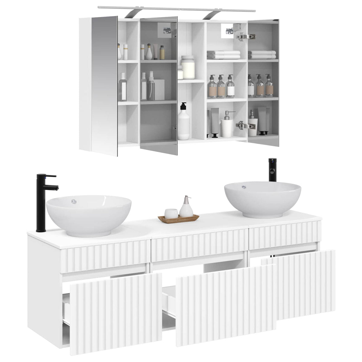 Set di Armadi da Bagno 4 pz Bianco Legno ingegnerizzato | homemem39