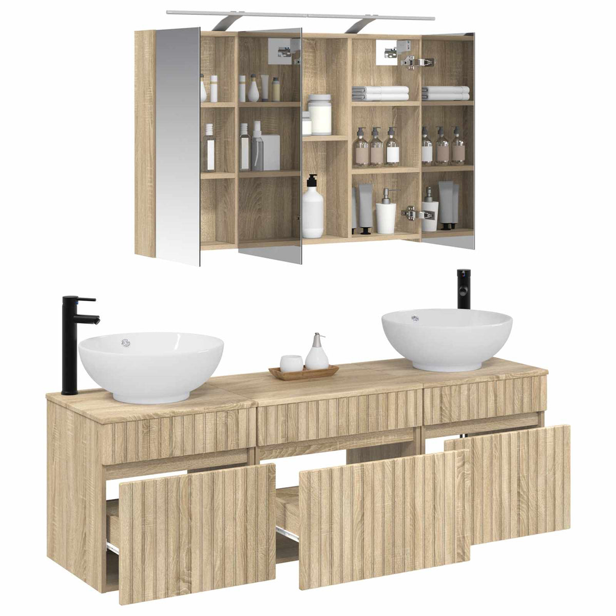 Set di Armadi da Bagno 4 pz Rovere Sonoma Legno ingegnerizzato | homemem39