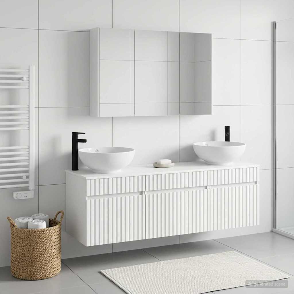 Set di Armadi da Bagno 4 pz Bianco Legno ingegnerizzato