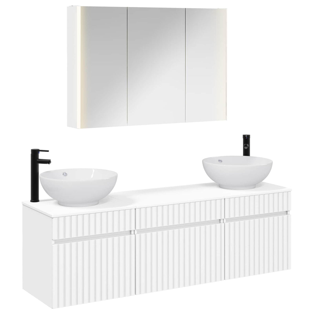 Set di Armadi da Bagno 4 pz Bianco Legno ingegnerizzato