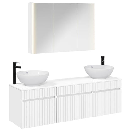 Set di Armadi da Bagno 4 pz Bianco Legno ingegnerizzato
