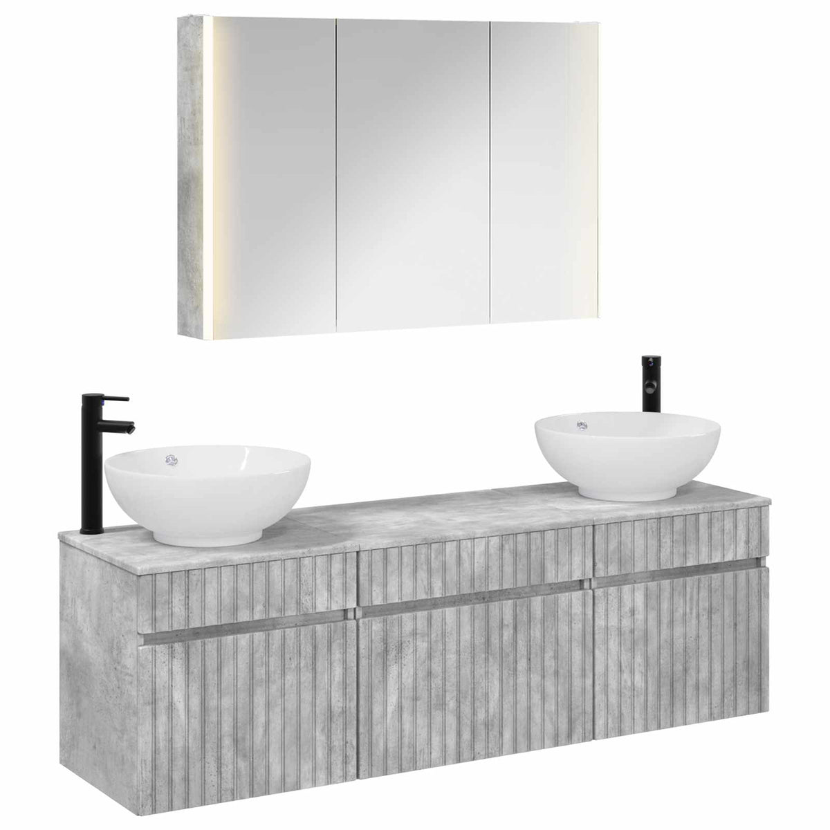 Set di Armadi da Bagno 4 pz Grigio Cemento Legno ingegnerizzato | homemem39