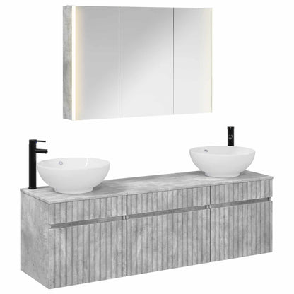 Set di Armadi da Bagno 4 pz Grigio Cemento Legno ingegnerizzato | homemem39