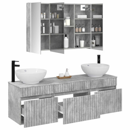 Set di Armadi da Bagno 4 pz Grigio Cemento Legno ingegnerizzato | homemem39
