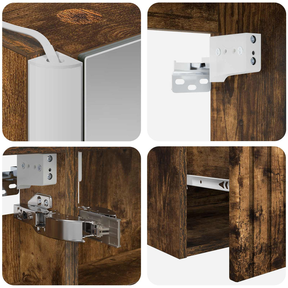 Set di Armadi da Bagno 4 pz Rovere Fumo Legno ingegnerizzato | homemem39
