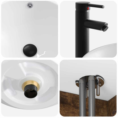 Set di Armadi da Bagno 4 pz Rovere Fumo Legno ingegnerizzato | homemem39