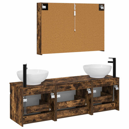 Set di Armadi da Bagno 4 pz Rovere Fumo Legno ingegnerizzato | homemem39