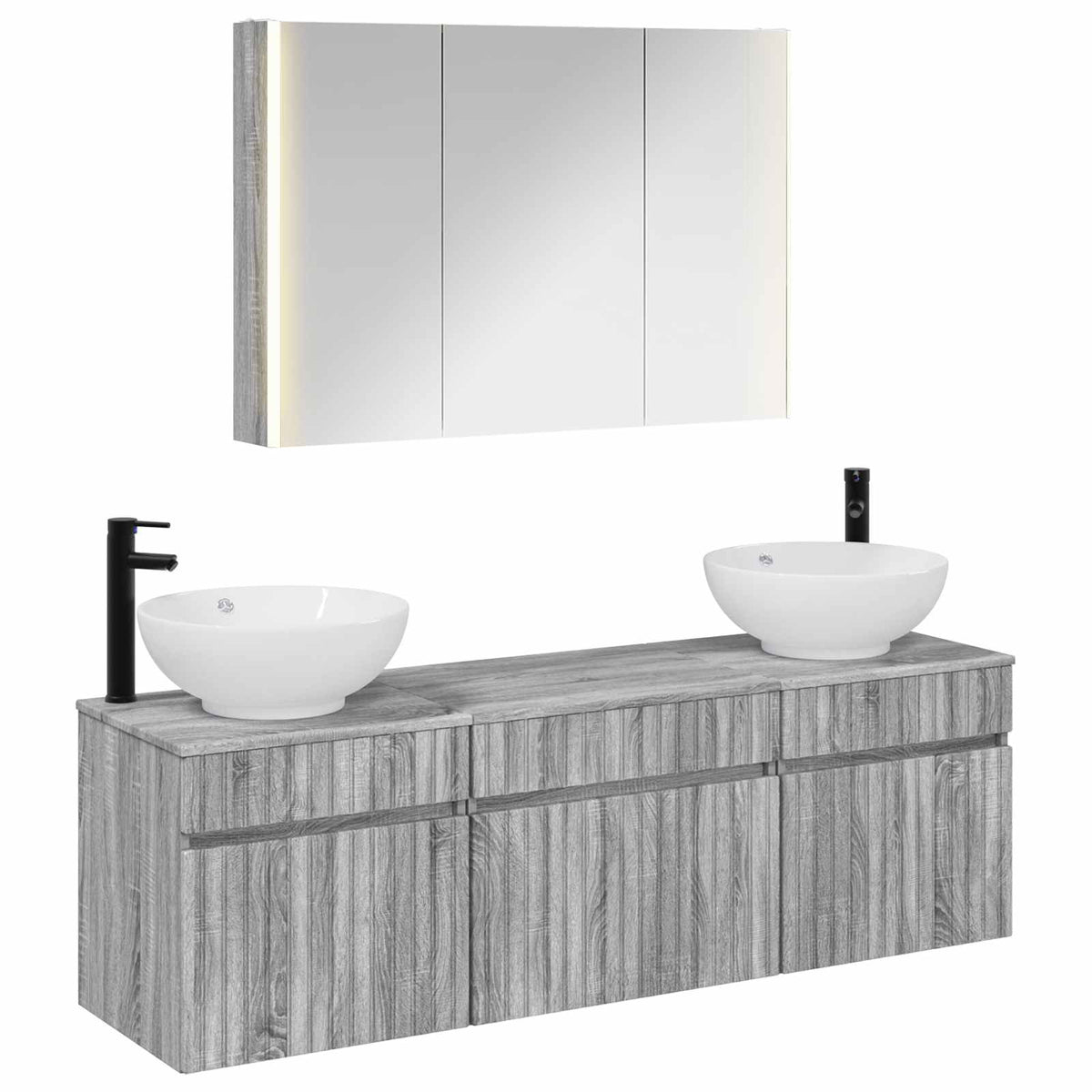 Set di Armadi da Bagno 4 pz Sonoma grigio Legno ingegnerizzato | homemem39