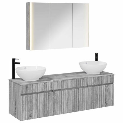 Set di Armadi da Bagno 4 pz Sonoma grigio Legno ingegnerizzato | homemem39