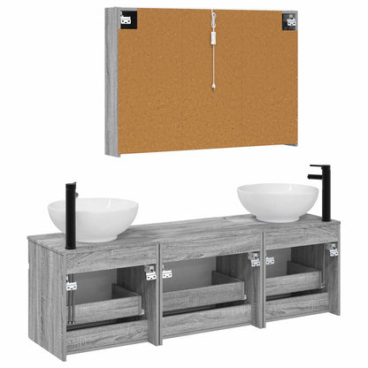 Set di Armadi da Bagno 4 pz Sonoma grigio Legno ingegnerizzato | homemem39