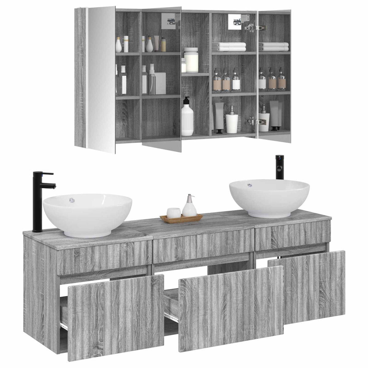 Set di Armadi da Bagno 4 pz Sonoma grigio Legno ingegnerizzato | homemem39