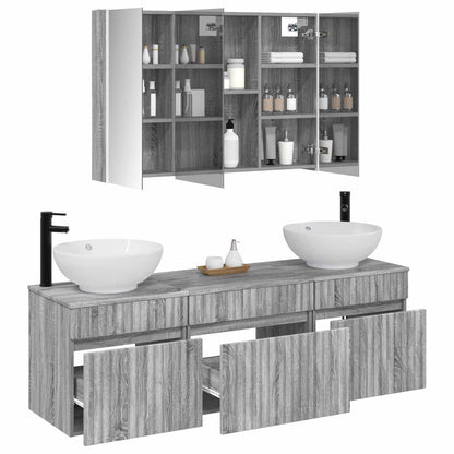 Set di Armadi da Bagno 4 pz Sonoma grigio Legno ingegnerizzato | homemem39