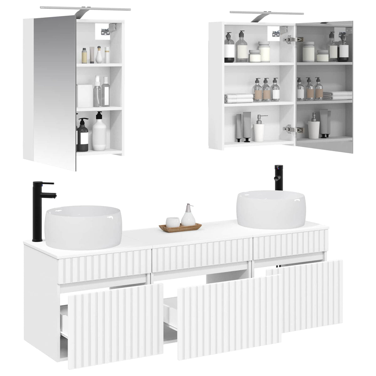 Set di Armadi da Bagno 5 pz Bianco Legno ingegnerizzato