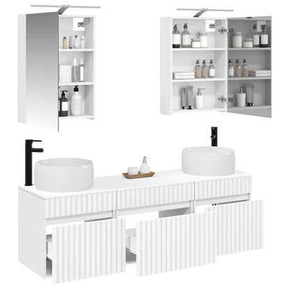 Set di Armadi da Bagno 5 pz Bianco Legno ingegnerizzato