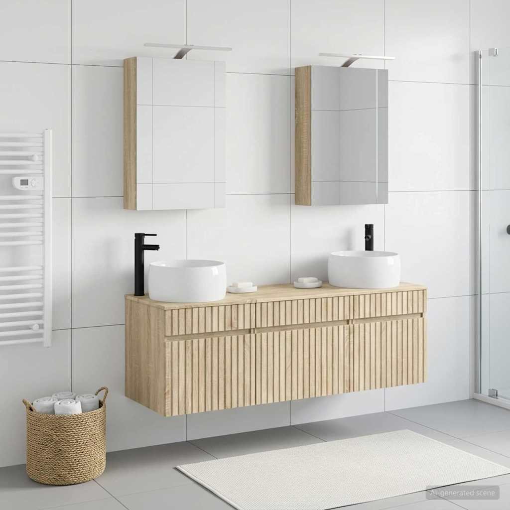 Set di Armadi da Bagno 5 pz Rovere Sonoma Legno ingegnerizzato