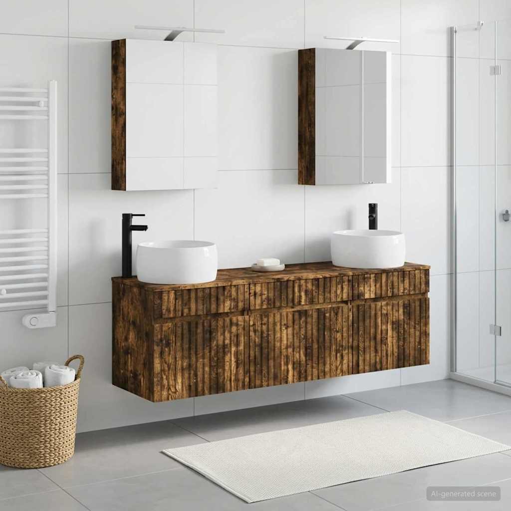 Set di Armadi da Bagno 5 pz Rovere Fumo Legno ingegnerizzato - homemem39
