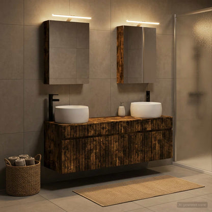 Set di Armadi da Bagno 5 pz Rovere Fumo Legno ingegnerizzato - homemem39