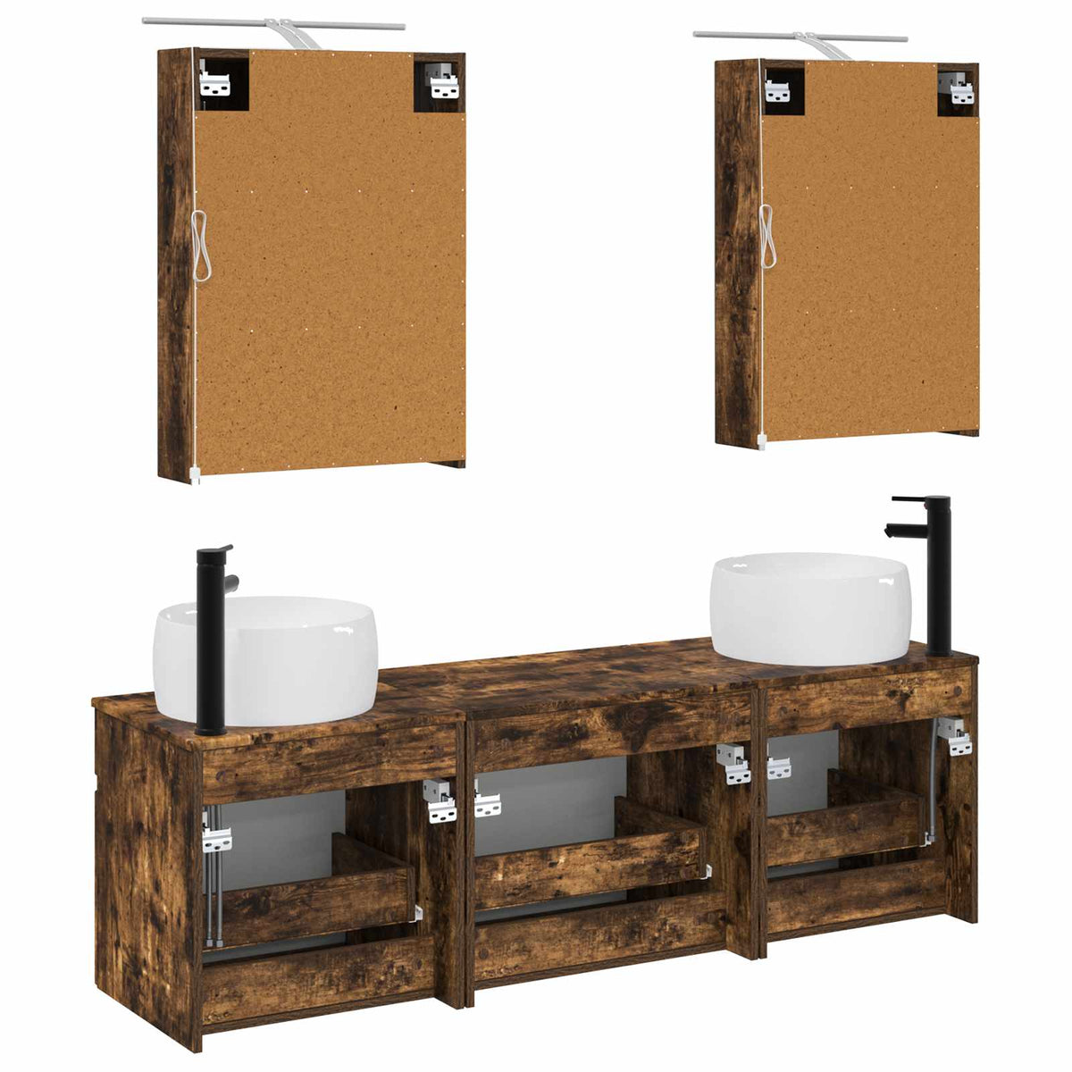 Set di Armadi da Bagno 5 pz Rovere Fumo Legno ingegnerizzato | homemem39