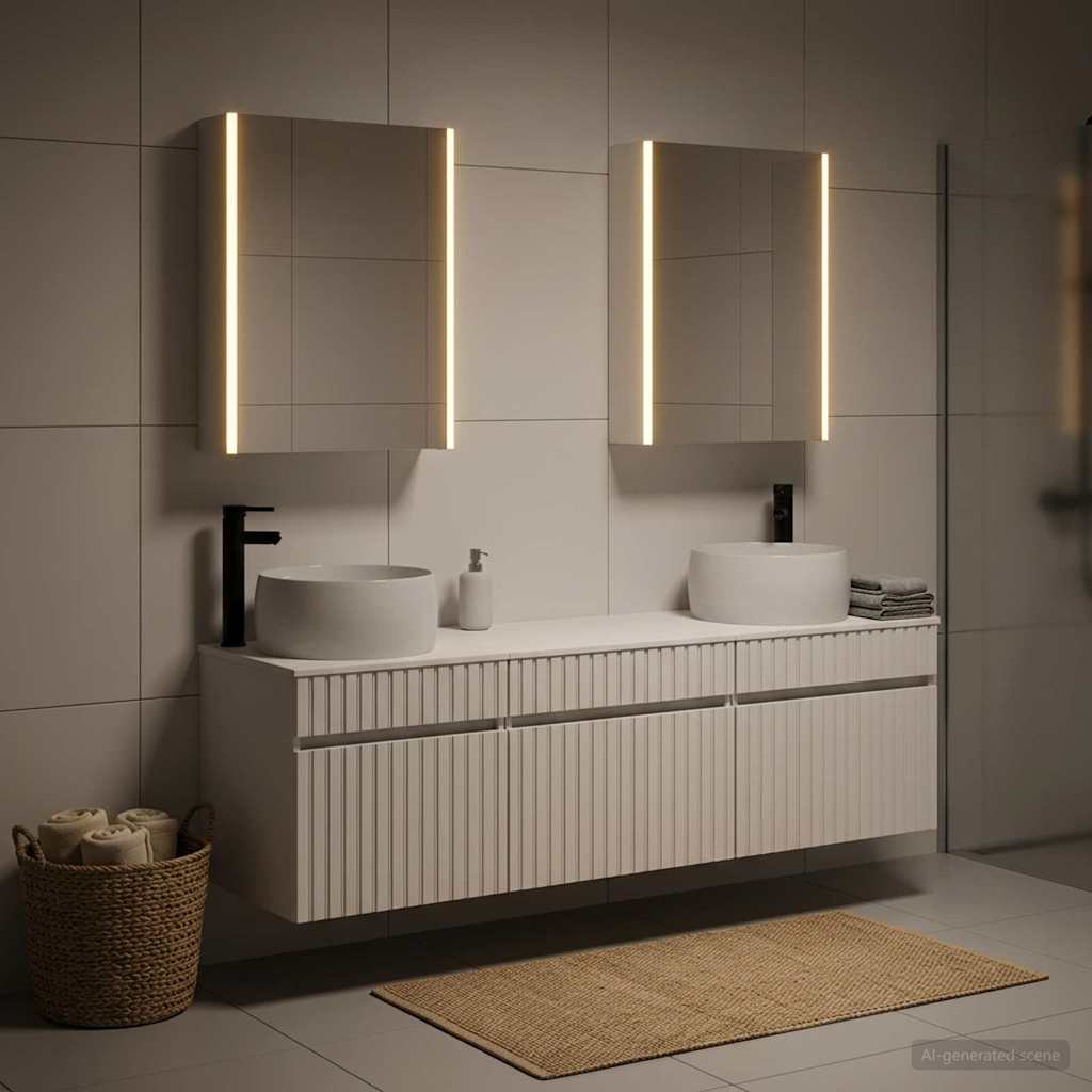 Set di Armadi da Bagno 5 pz Bianco Legno ingegnerizzato | homemem39