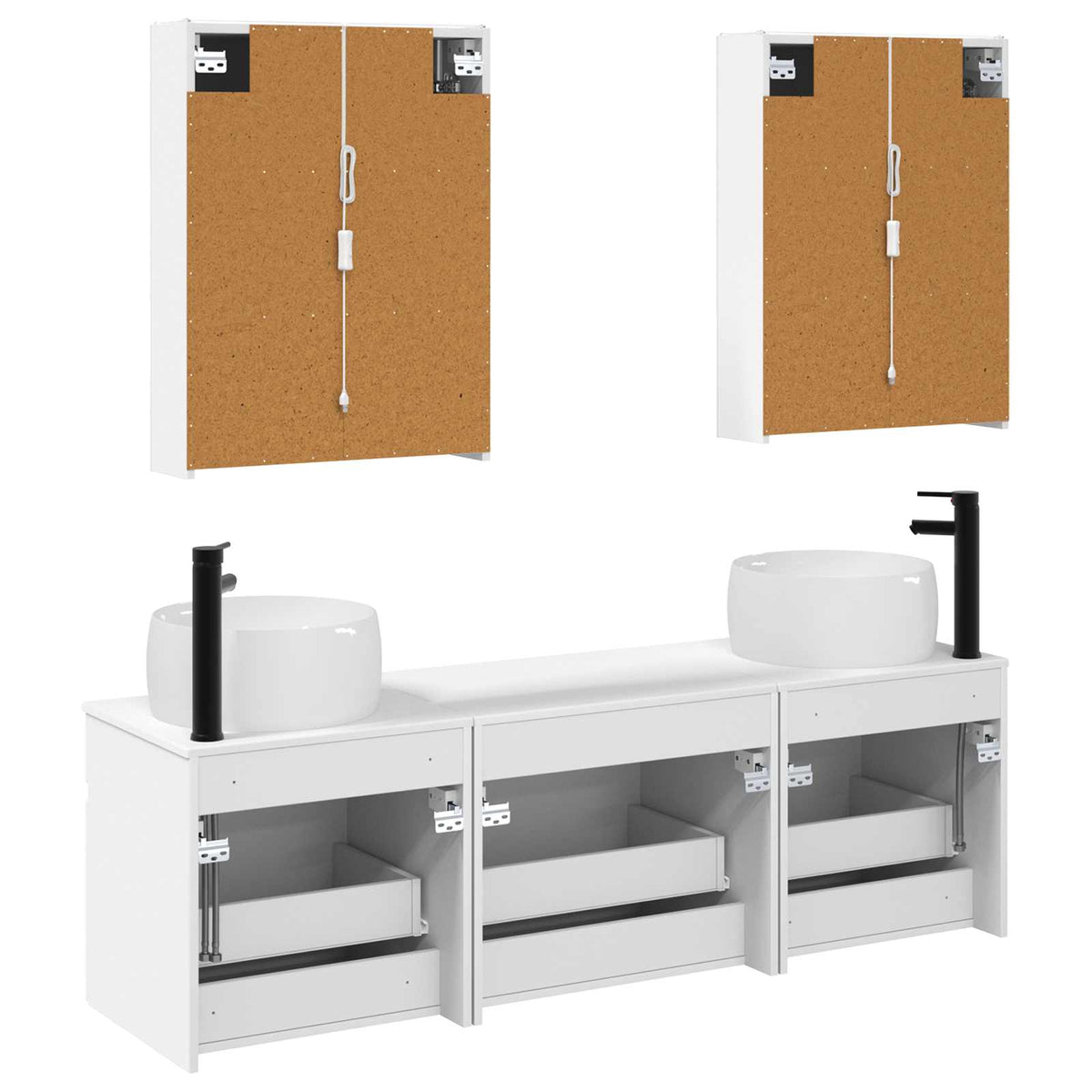 Set di Armadi da Bagno 5 pz Bianco Legno ingegnerizzato | homemem39