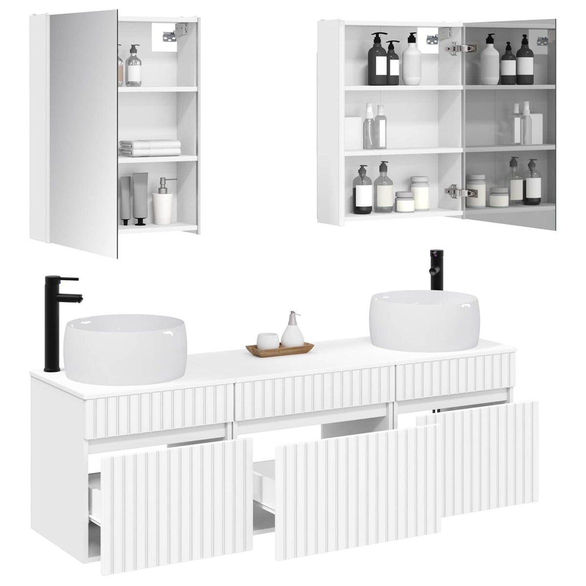 Set di Armadi da Bagno 5 pz Bianco Legno ingegnerizzato | homemem39