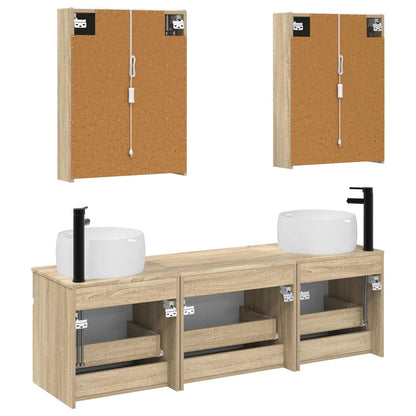 Set di Armadi da Bagno 5 pz Rovere Sonoma Legno ingegnerizzato | homemem39