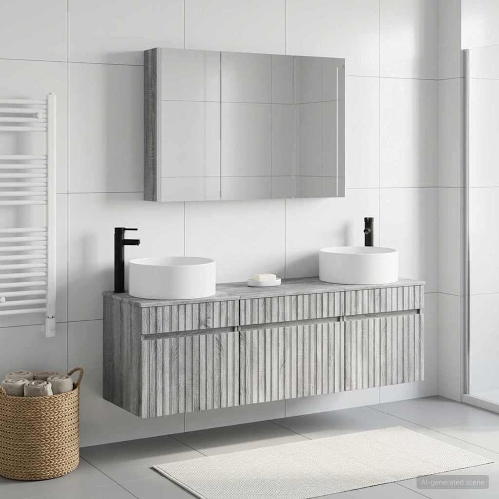 Set di Armadi da Bagno 4 pz Sonoma grigio Legno ingegnerizzato | homemem39
