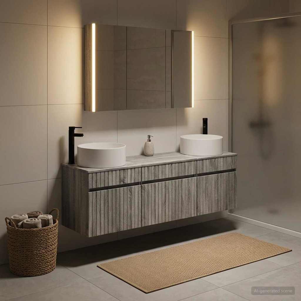 Set di Armadi da Bagno 4 pz Sonoma grigio Legno ingegnerizzato | homemem39