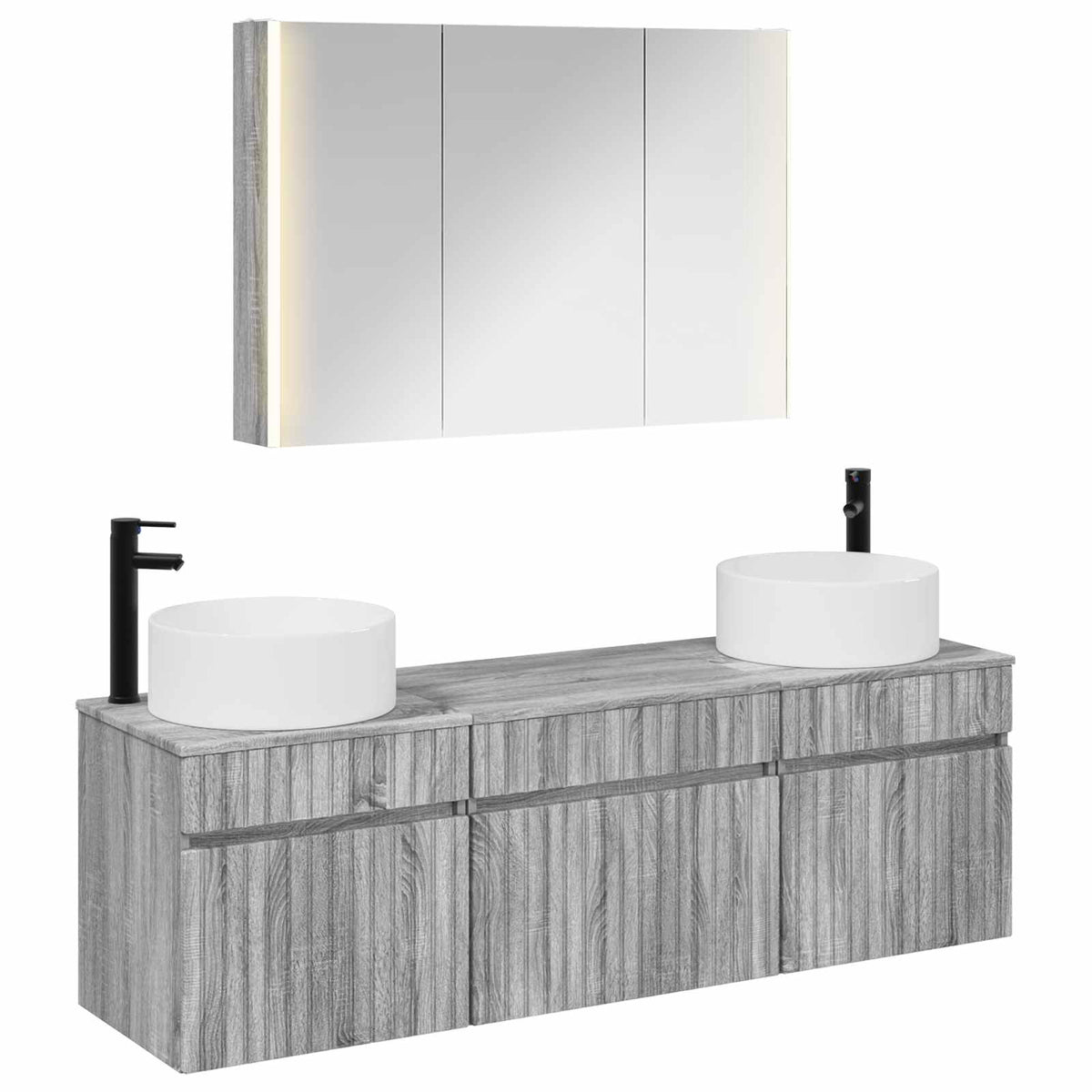 Set di Armadi da Bagno 4 pz Sonoma grigio Legno ingegnerizzato | homemem39