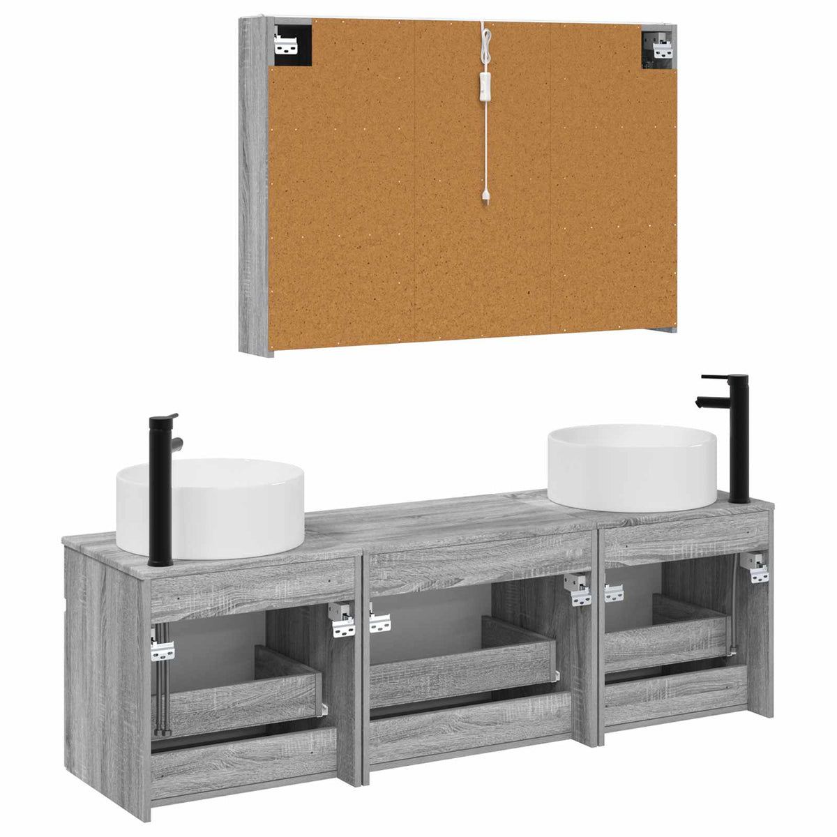 Set di Armadi da Bagno 4 pz Sonoma grigio Legno ingegnerizzato | homemem39