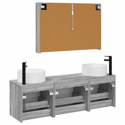 Set di Armadi da Bagno 4 pz Sonoma grigio Legno ingegnerizzato | homemem39