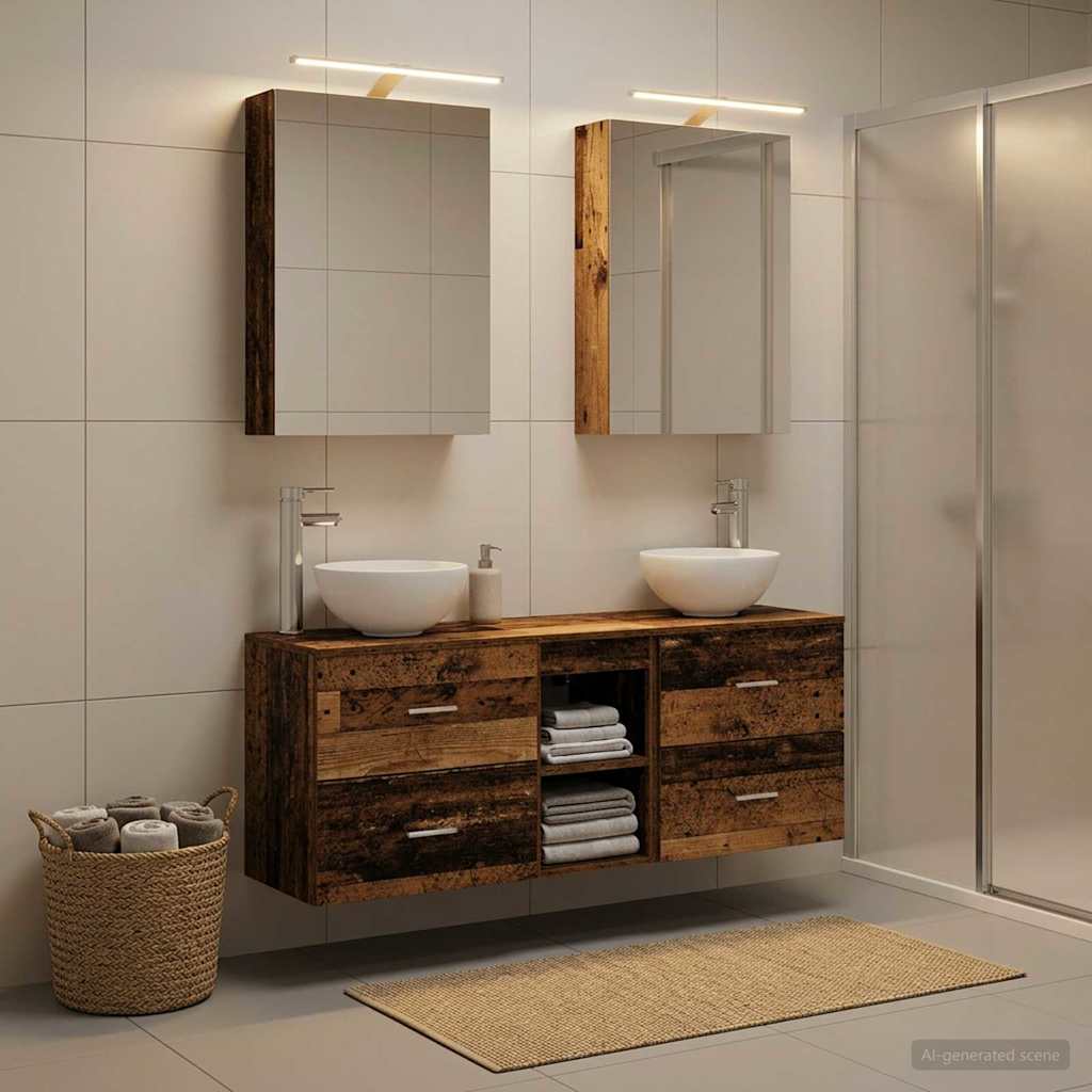 Set di Armadi da Bagno 5 pz Legno antico Legno ingegnerizzato | homemem39