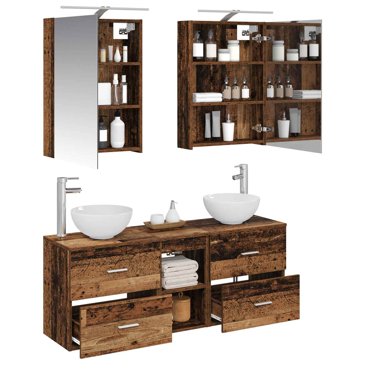 Set di Armadi da Bagno 5 pz Legno antico Legno ingegnerizzato | homemem39