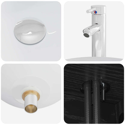 Set di Armadi da Bagno 5 pz Rovere Nero Legno ingegnerizzato | homemem39