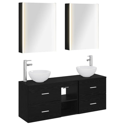 Set di Armadi da Bagno 5 pz Rovere Nero Legno ingegnerizzato | homemem39