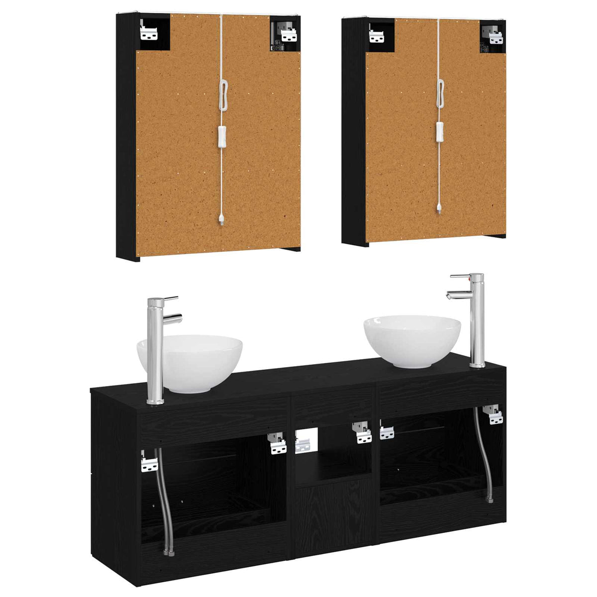 Set di Armadi da Bagno 5 pz Rovere Nero Legno ingegnerizzato | homemem39